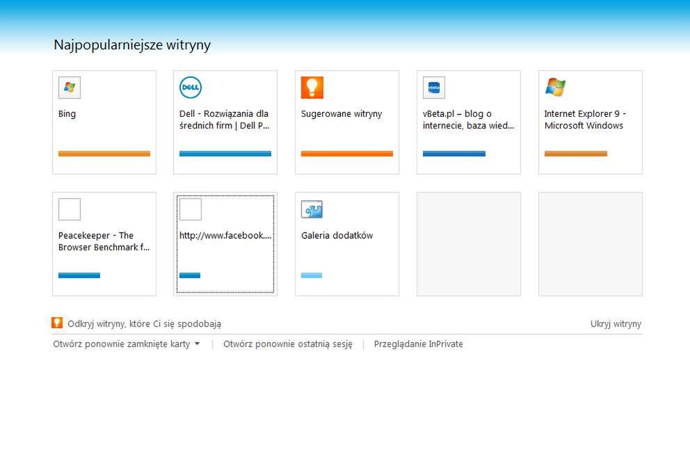 Internet Explorer 9 - nowa karta