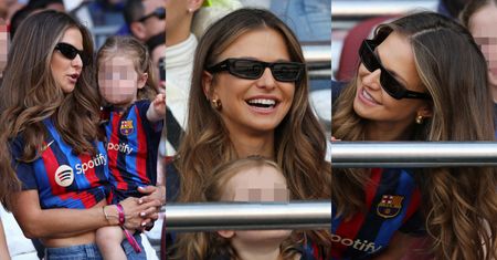 Anna Lewandowska z Klarą i Laurą odzianymi w koszulki FC Barcelona dopingują Roberta podczas meczu. Kibicki na medal? (ZDJĘCIA)
