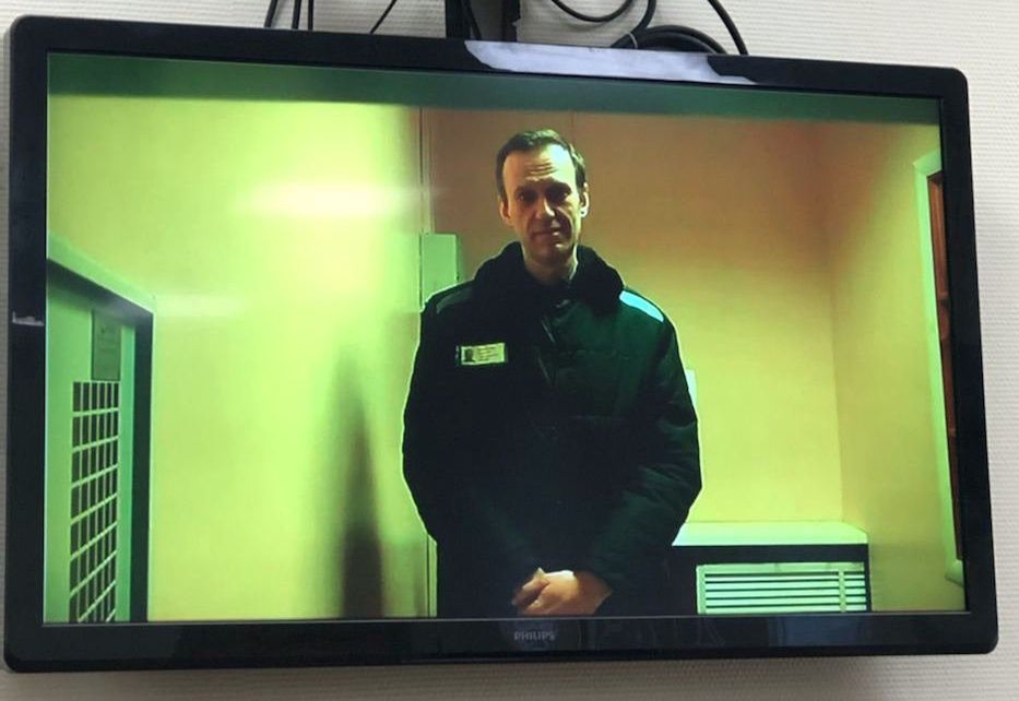 Aleksiej Nawalny podczas posiedzenia sądu
