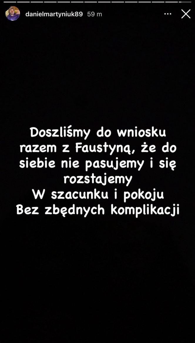 Daniel Martyniuk ogłasza rozstanie z Faustyną?