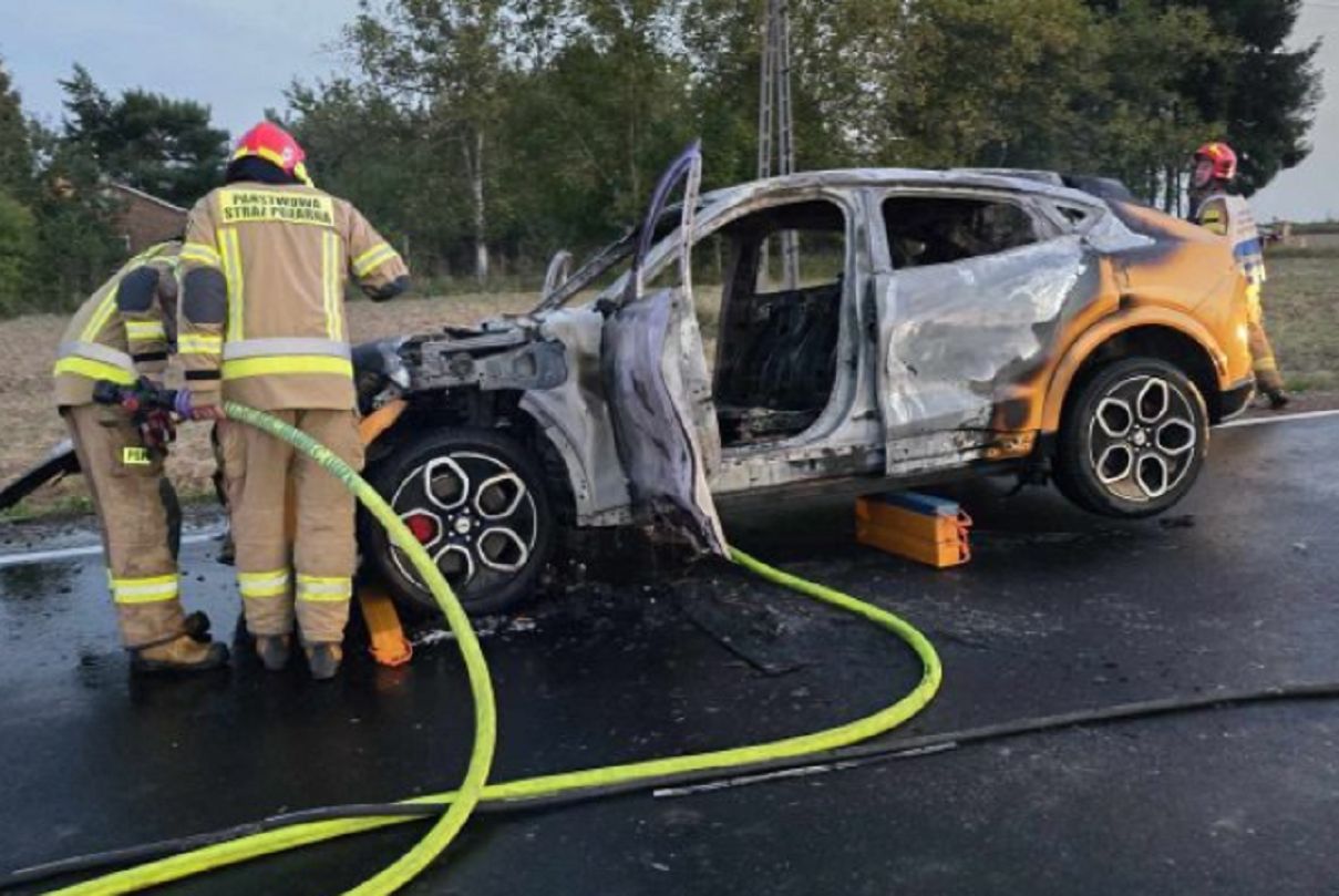 Elektryczny Mustang stanął w płomieniach. Tyle zostało z auta