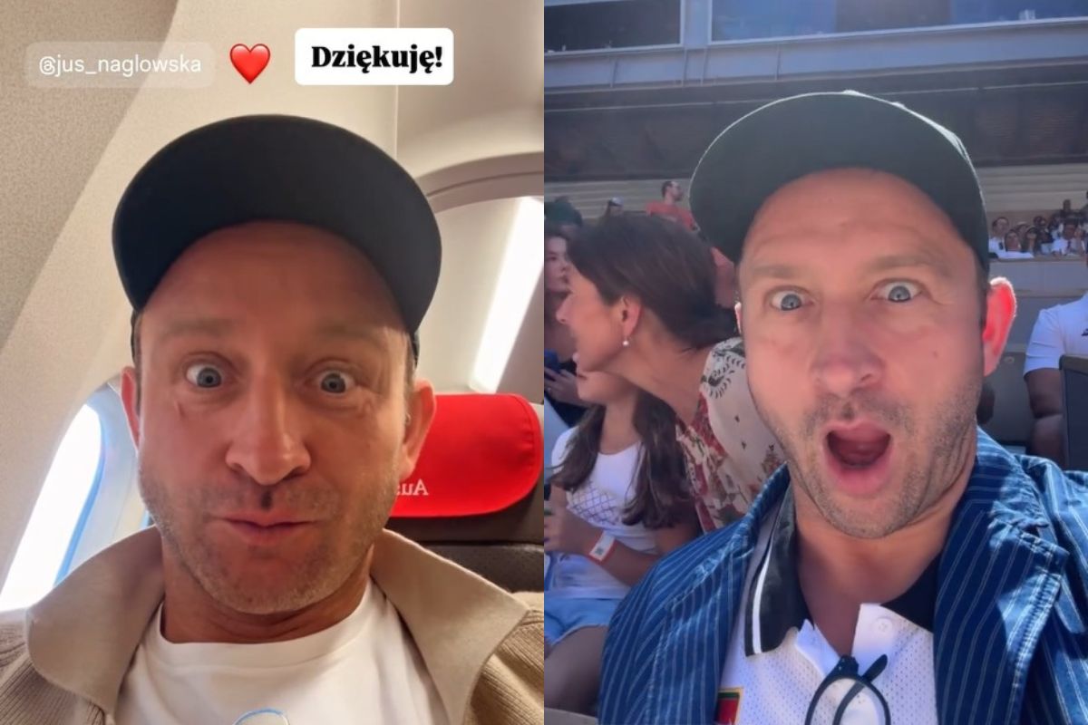 Borys Szyc na meczu Igi Świątek