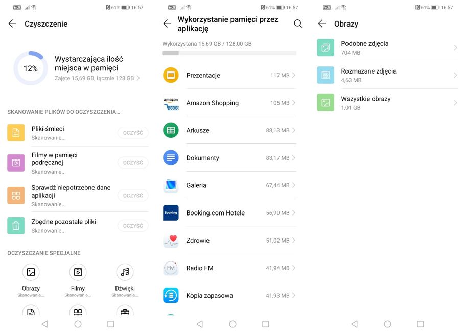 EMUI w P30 lite – czyszczenie pamięci ze zbędnych plików.