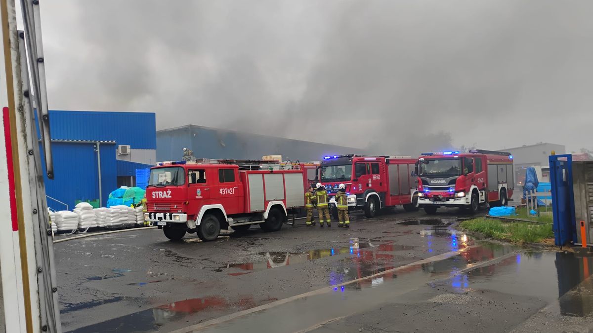Pożar w zakładzie mięsnym w Chróścinie