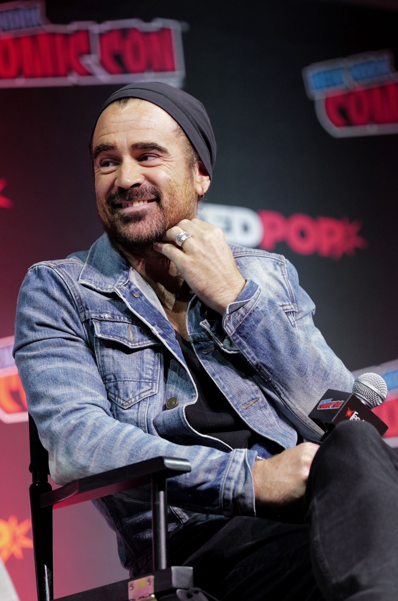 NEW YORK, NEW YORK - OCTOBER 17: Colin Farrell speaks onstage during HBO’s THE PENGUIN: Extended Sneak Peek and Conversations with Colin Farrell, Cast and Creatives during New York Comic Con 2024 at The Jacob K. Javits Convention Center on October 17, 2024 in New York City. (Photo by Craig Barritt/Getty Images for ReedPop)