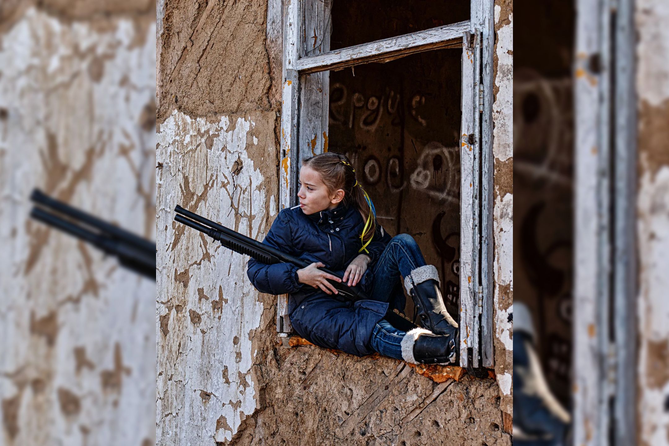 Wojna w Ukrainie. Symbol oporu przeciw Rosji to ta dziewczynka ze strzelbą 1
