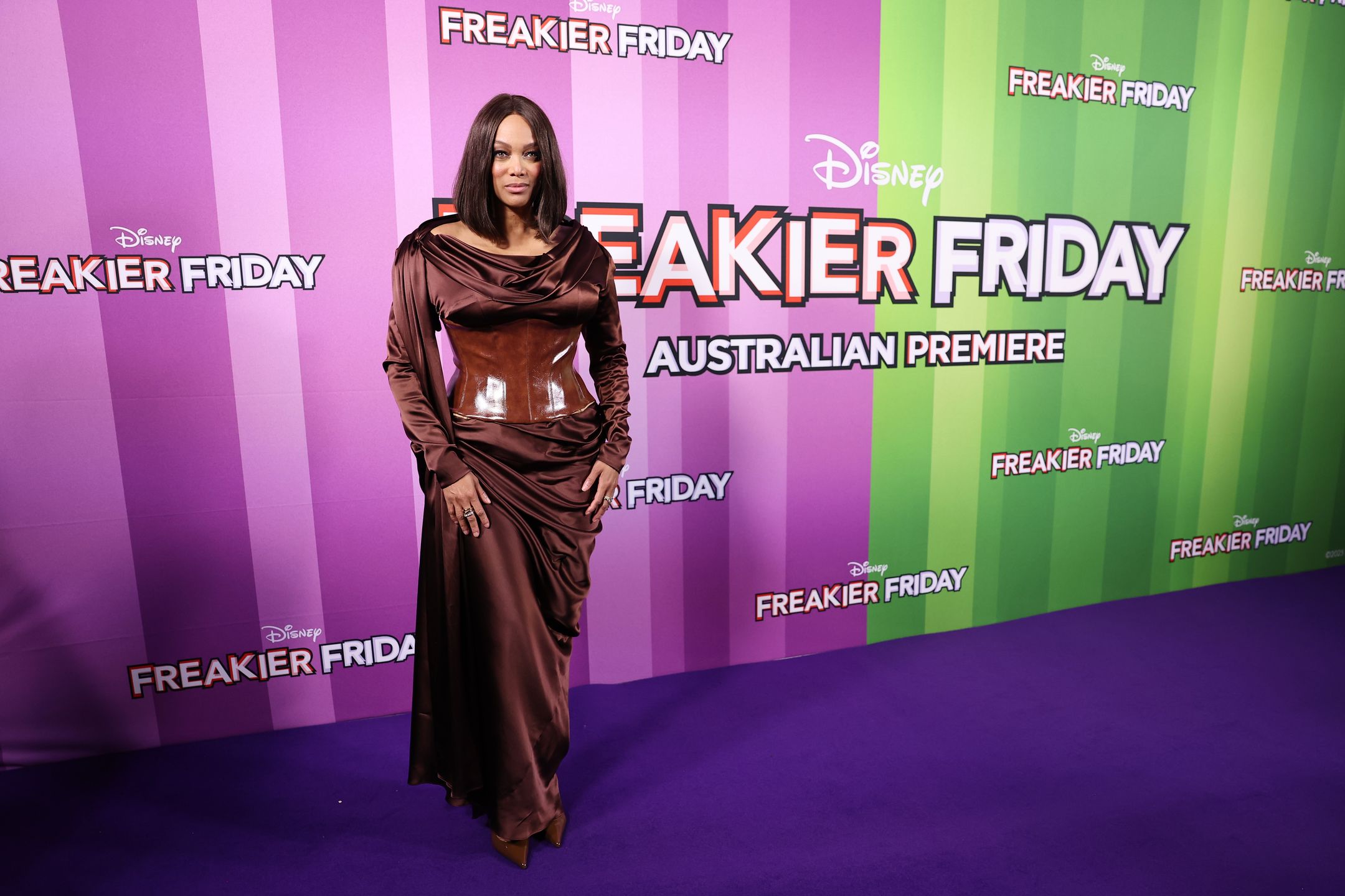SYDNEY, AUSTRALIA - AUGUST 05: Tyra Banks attends the Australian Premiere of "Freakier Friday" at Event Cinemas Bondi Junction on August 05, 2025 in Sydney, Australia. (Photo by Don Arnold/WireImage)