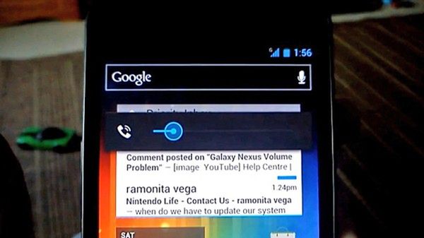 Galaxy Nexus ma problemy z głośnością (fot. YouTube)