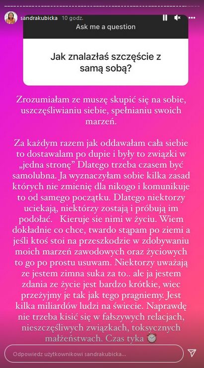 Sandra Kubicka odpowiada na pytania fanów