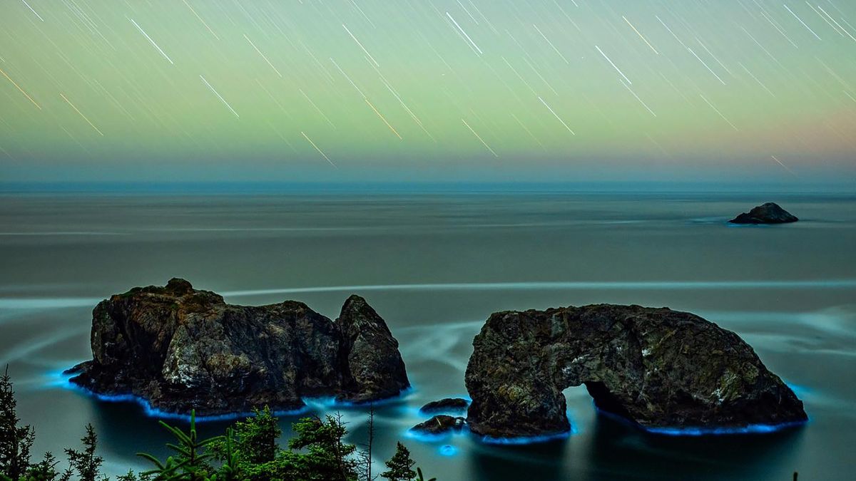 Pierwsze podejście do zdjęcia skłoniło Jaya do naświetlania klatka przez 15 minut, stąd widoczne na niebie kreski od gwiazd.