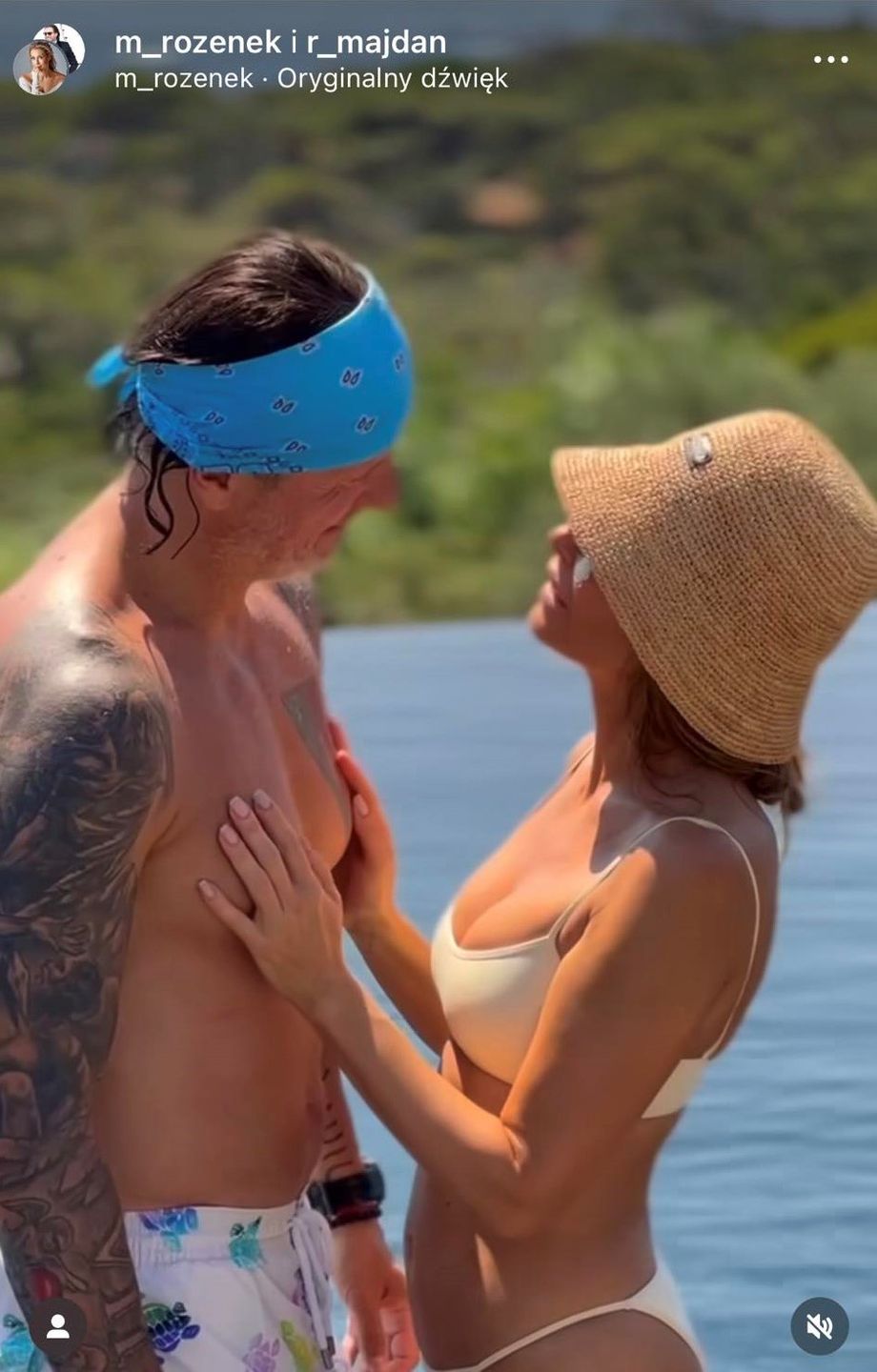 Małgorzata Rozenek w bikini wtula się w Radosława Majdana