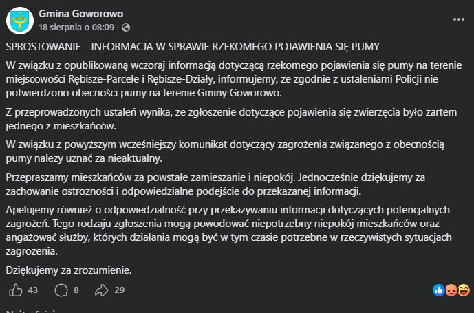 Oświadczenie Gminy