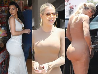 MONSTRUALNE pośladki Kim i Khloe Kardashian prażą się w kalifornijskim słońcu (FOTO)