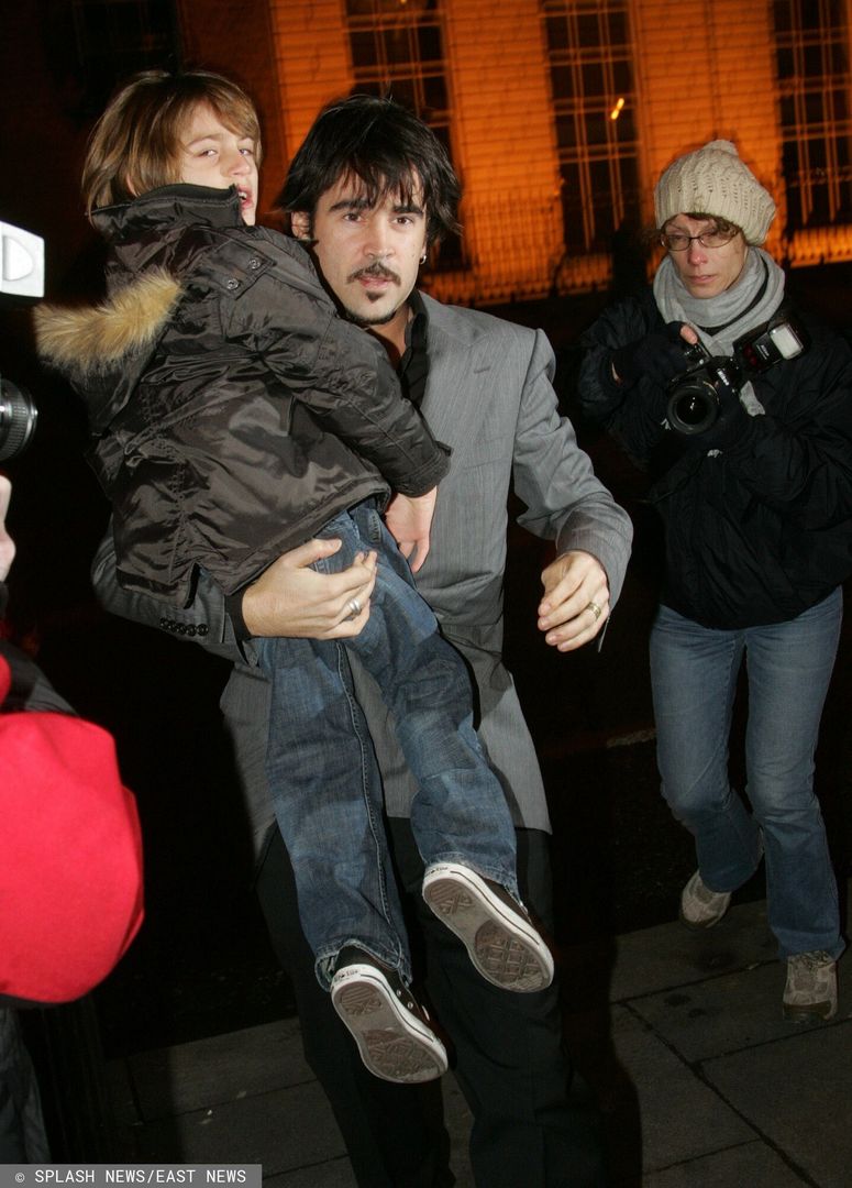 SUB-CELEBRITYPHOTO: SPLASH NEWS/EAST NEWS Colin Farrell arrives with his son, James, at the wedding reception of Colin's brother Eamon 