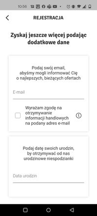 Nasza Stokrotka: uzupełniamy dane adres mail i data urodzin