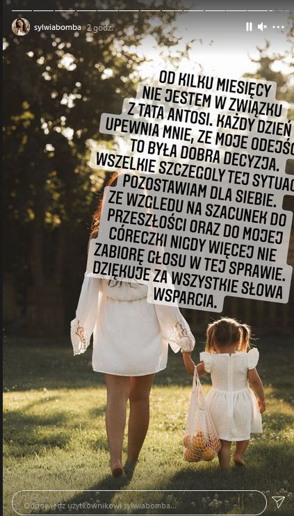 Sylwia Bomba rozstała się z ojcem swojej córki