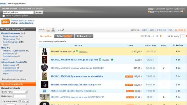 Michael Jackson żywy na Allegro 1