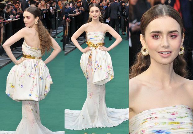 Promienna Lily Collins błyszczy na premierze "Tolkiena" w sukni Giambattista Valli