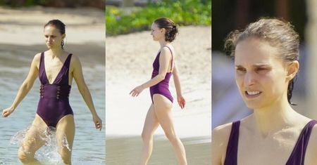 Smutna (?) Natalie Portman pluska się w oceanie. 43-latka zrezygnowała z makijażu