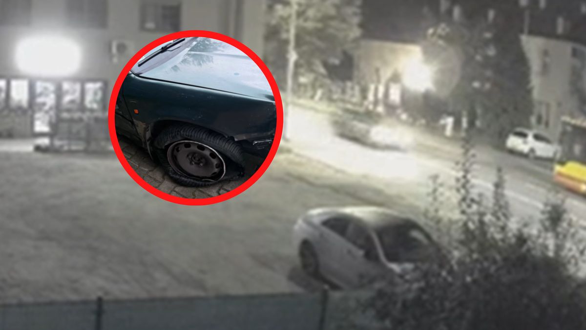 Rozbita skoda porzucona we Wrocławiu.