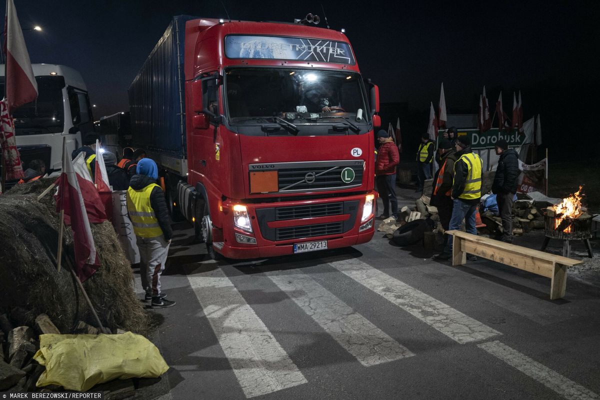 Blokada na granicy polsko-ukraińskiej w Dorohusku w ramach strajku generalnego rolników