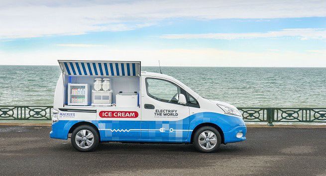 Nissan z bezemisyjną furgonetką do lodów