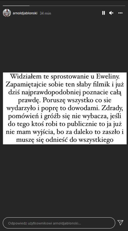 Ewel0na i Arnold Jabłoński kłócą się na Instagramie