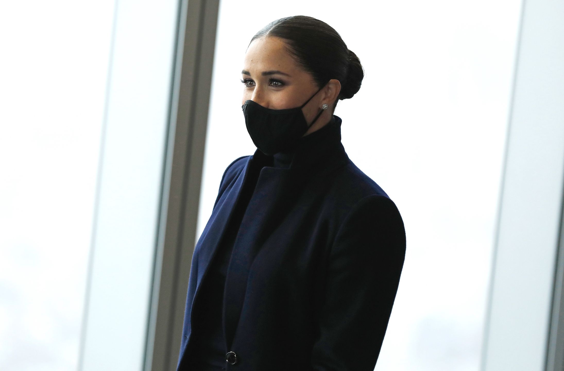 epa09483435 Meghan, Duchess of Sussex arrives to pose for photographers at the World Trade Center in New York, New York, USA, 23 September 2021. The couple will attend the Global Citizen Concert in Central Park to stress the importance of global vaccine equity to end the coronavirus disease (COVID-19) pandemic.  EPA/PETER FOLEY 
Dostawca: PAP/EPA.