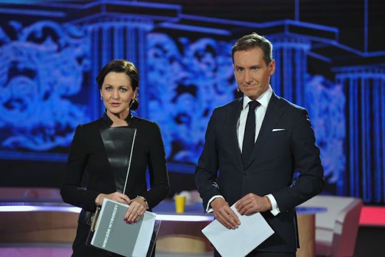 Diana Rudnik i Piotr Kraśko podczas "Wieczoru wyborczego" w TVP