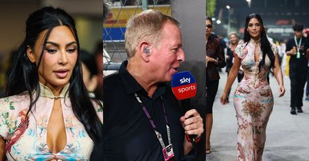 Kim Kardashian w gorsetowej sukni zjawiła się na Grand Prix F1 i... POGODZIŁA SIĘ z reporterem, którego wcześniej zignorowała. Lewis będzie dumny? (ZDJĘCIA)