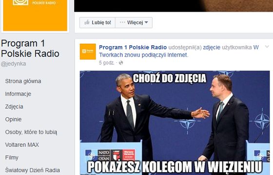 Facebookowa wpadka radiowej Jedynki: udostępniono prześmiewczy mem o Andrzeju Dudzie