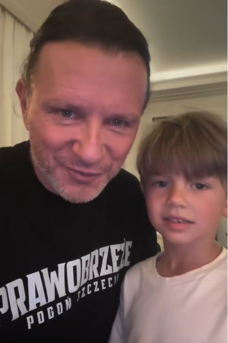 Radosław Majdan z synem