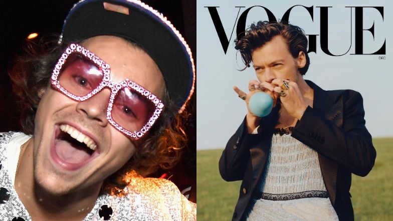 Harry Styles odpowiada na krytykę "kobiecej" sesji, pozując W FALBANKACH i z bananem w buzi