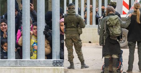 Grupa migrantów koczuje za murem. "Są już po stronie Polski"
