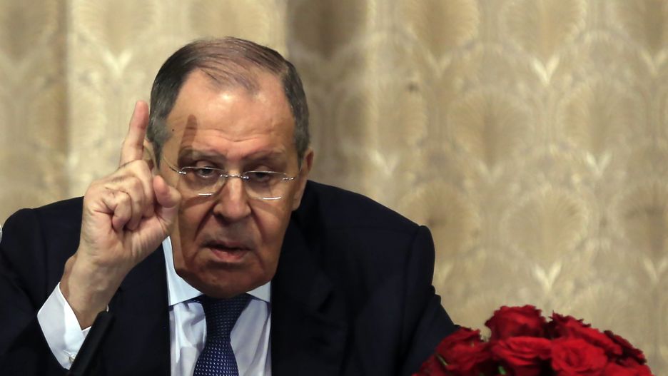 ADDIS ABABA, ETHIOPIA - JULY 27: Russian Foreign Minister Sergey Lavrov holds a press conference at Russian Embassy in Addis Ababa, Ethiopia on July 27, 2022. (Photo by Minasse Wondimu Hailu/Anadolu Agency via Getty Images)
