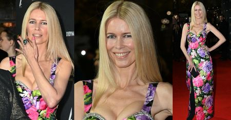 51-letnia Claudia Schiffer kusi ŚCIŚNIĘTYM BIUSTEM na premierze w Londynie (ZDJĘCIA)