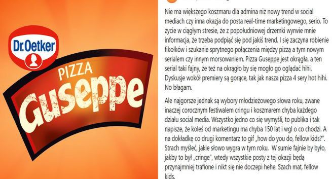 Post na fanpejdżu Pizza Guseppe hitem Facebooka. "Dajcie podwyżkę adminowi"