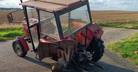 Zgubił koło w traktorze. Gdy przyjechała policja, dopiero się zaczęło