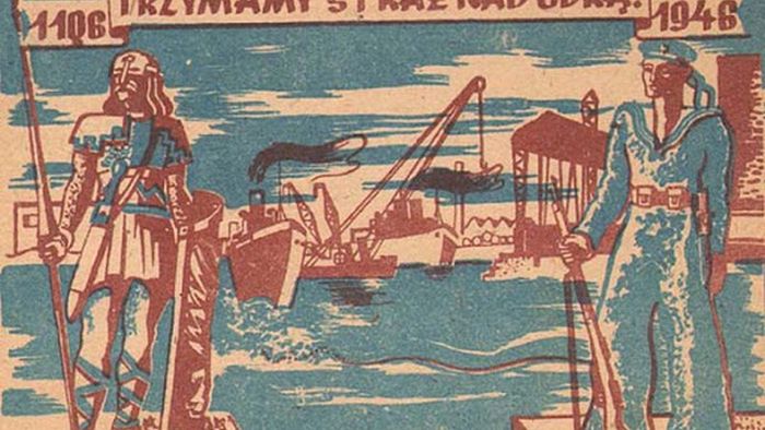 Komunistyczny plakat. "Trzymamy straż nad Odrą"