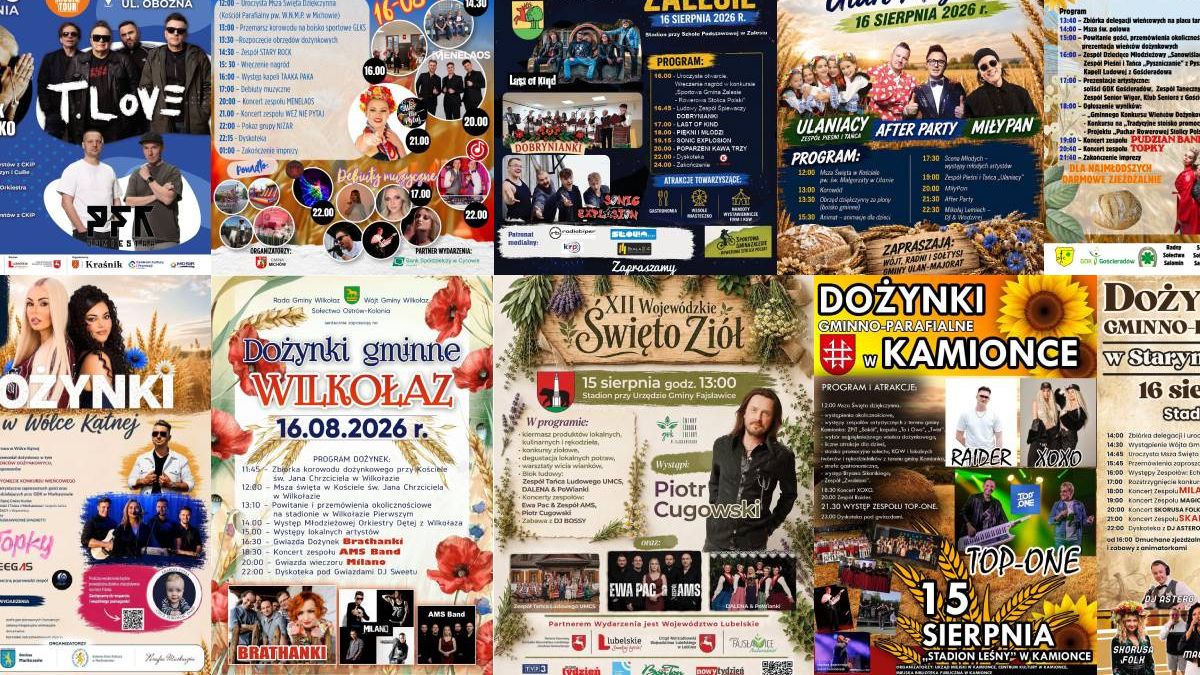 Dożynki i imprezy w województwie lubelskim w weekend 15-16 sierpnia 2026