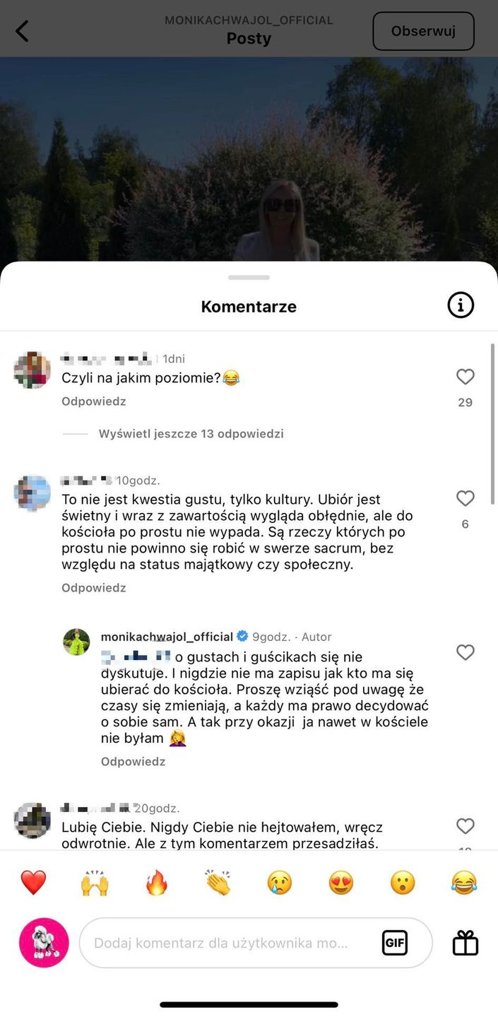 Monika Chwajoł odpowiedziała na nieprzychylny komentarz