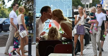 Hanna Żudziewicz i Jacek Jeschke nie szczędzą sobie czułości podczas wypadu do knajpy z córką. Rodzina jak z obrazka? (ZDJĘCIA)