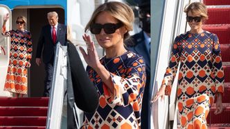 Melania Trump w tunice Gucci i balerinach po raz ostatni wysiada z pokładu Air Force One (ZDJĘCIA)