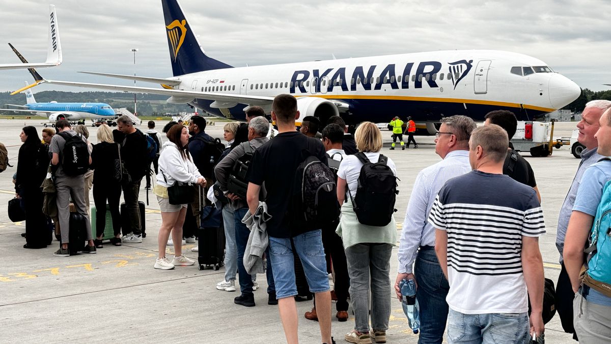 Ryanair plane is seen at Krakow Airport in Balice, Poland on July 25, 2025.. (Photo by Jakub Porzycki/NurPhoto via Getty Images)
