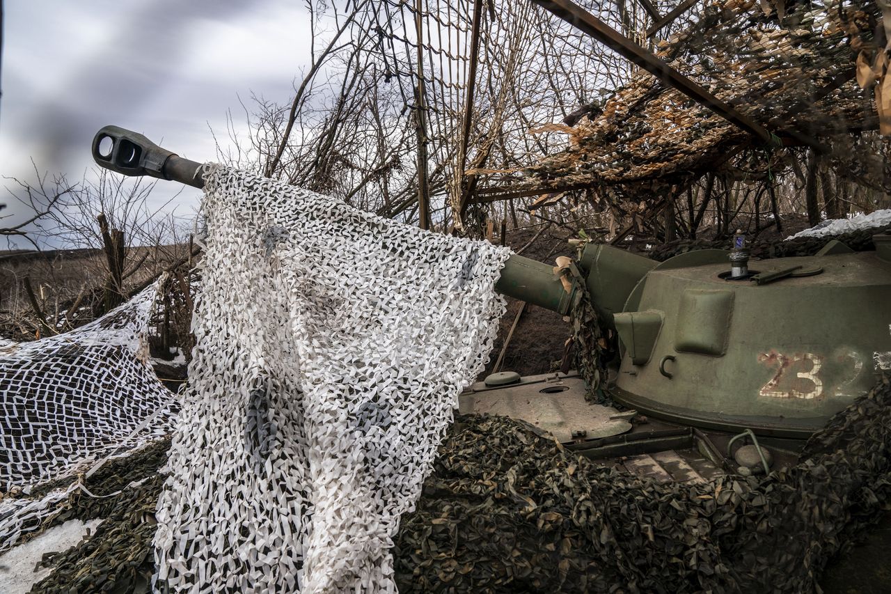 DONETSK OBLAST, UKRAINE - FEBRUARY 12: A view military vehichle in a fighting position near Bakhmut as the war between Russia and Ukraine continues in Donetsk Oblast, Ukraine on February 12, 2024. (Photo by Jose Colon/Anadolu via Getty Images)