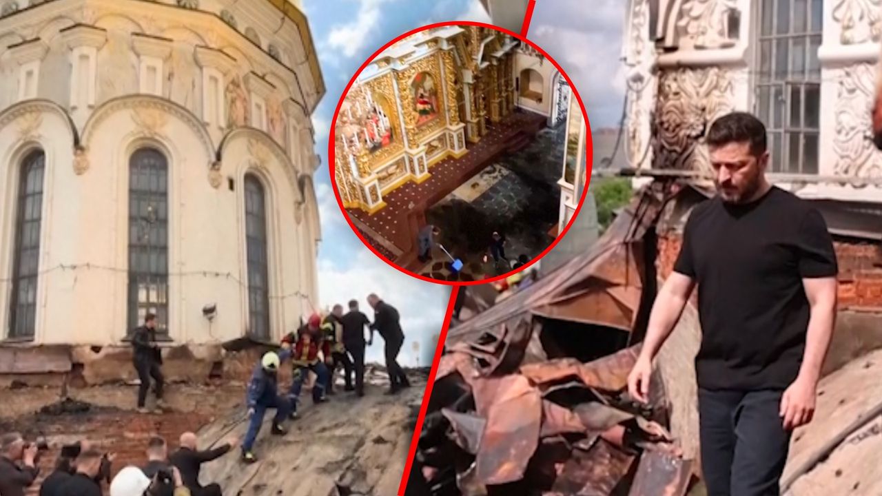 Zełenski pod symbolem Kijowa. Tak wygląda świątynia po atakach Rosjan