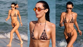 Bella Hadid w BARDZO SKĄPYM bikini hasa po plaży w Miami (ZDJĘCIA)