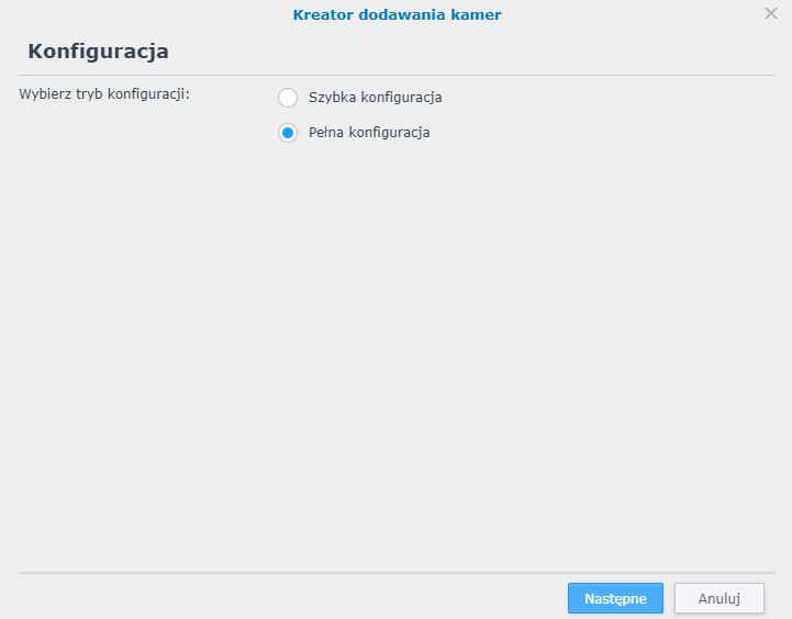 Konfiguracja nowej kamery – pełna pozwoli od razu właściwie ustawić większość parametrów.