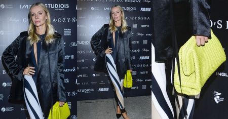Agnieszka Woźniak-Starak przykuwa spojrzenia w kombinezonie Muglera i z torebką za 15 tysięcy na pokazie Gosi Baczyńskiej (ZDJĘCIA)
