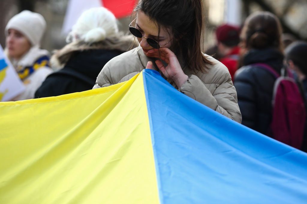 Protest Against Russian Agression In Ukraine. In Krakow, Poland.
A woman attends a protest against Russian agression to the Ukraine, in Krakow, Poland on February 24, 2022. The demonstration is organized in front of the Russian consulate after Russian troops attacked Ukraine last night. (Photo by Jakub Porzycki/NurPhoto via Getty Images)
NurPhoto
ukrainian, unrest, manifestation, demonstration, tension, stand, with, solidarity, russian, agression, march, rally, protestors, demonstrator, demonstrators, putin, stop, invasion, large-scale, attack, attacked, against, cry, tear, tears, wipe